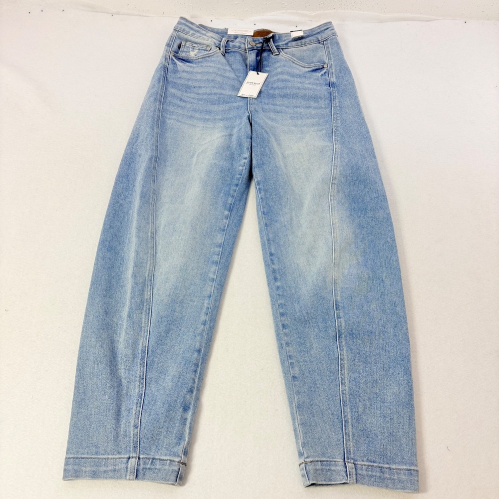 Judy Blue Barrel Fit Jeans Women 9/29 Light Wash NEW High Waist Slimming 31x28.5